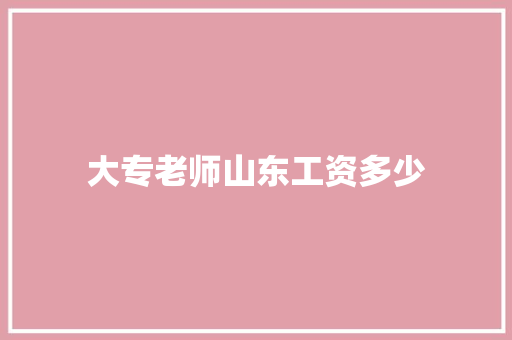 大专老师山东工资多少