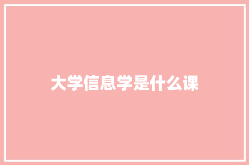 大学信息学是什么课