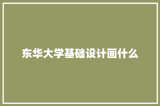 东华大学基础设计画什么