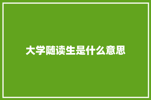 大学随读生是什么意思 项目管理范文