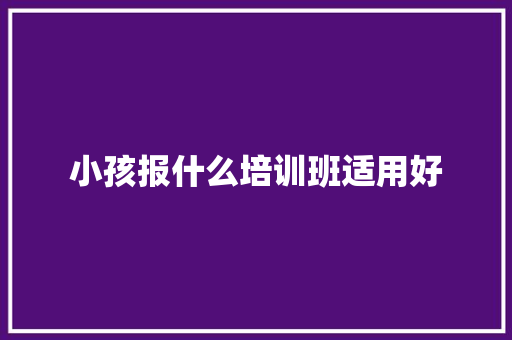 小孩报什么培训班适用好