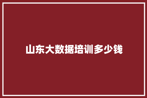 山东大数据培训多少钱 演讲稿范文