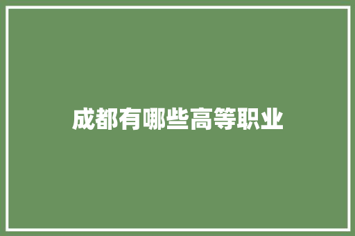成都有哪些高等职业