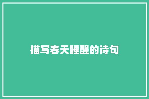 描写春天睡醒的诗句 财务报告范文