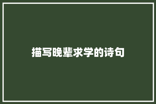 描写晚辈求学的诗句