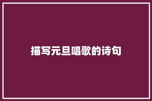 描写元旦唱歌的诗句