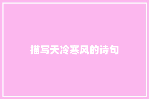 描写天冷寒风的诗句