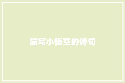 描写小悟空的诗句
